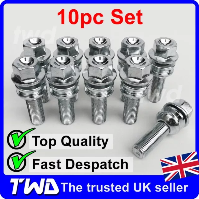 10x EXTRA LONG 37MM ALLOY WHEEL BOLTS - PORSCHE BOXSTER CAYMAN SPACERS [10P37]