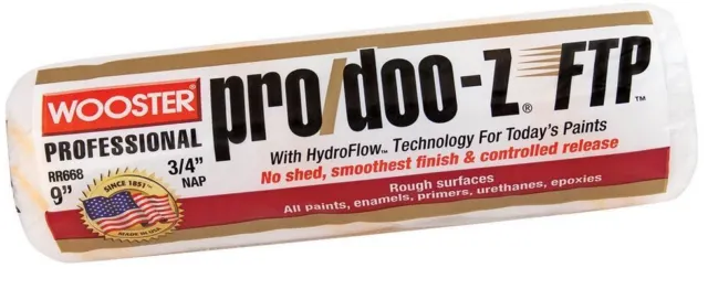Wooster RR668-9 Pro/Doo-Z Ftp Roller Cover, 3/4", 9"