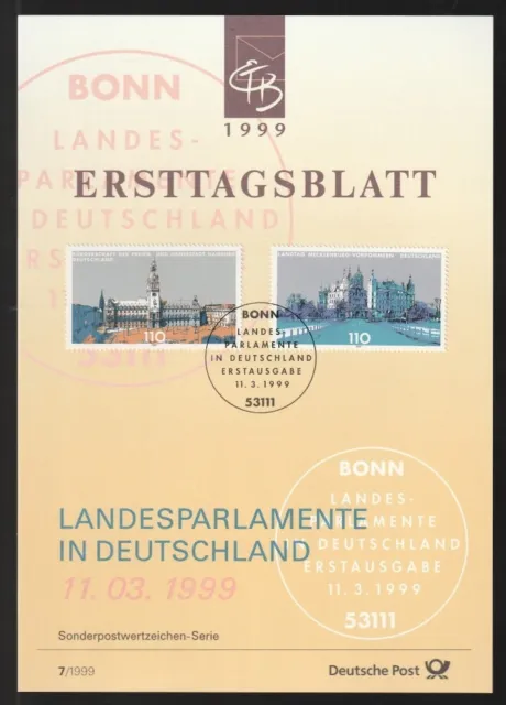 BRD Ersttagsblatt Landesparlamente in Deutschland ETB 7-99