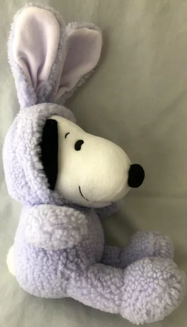 Hallmark Snoopy Plush Easter Bunny Stuffed Animal Fuzzy Purple Outfit Ears 12” 2