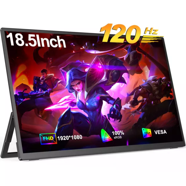 Moniteur portable 18,5 pouces 120Hz Ecran 1080P HDMI USB C IPS Affichage VESA