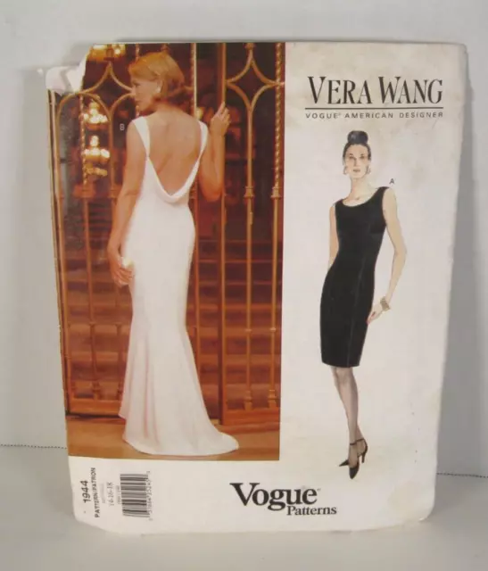 Vogue Vera Wang # 1944 Easy Lined Dress (2 Lengths) Misses' 14-18 Pattern Uncut