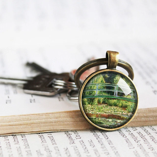 Monet Bridge Keyring, Claude Monet Japanese Bridge Landscape Keychain Jewelry