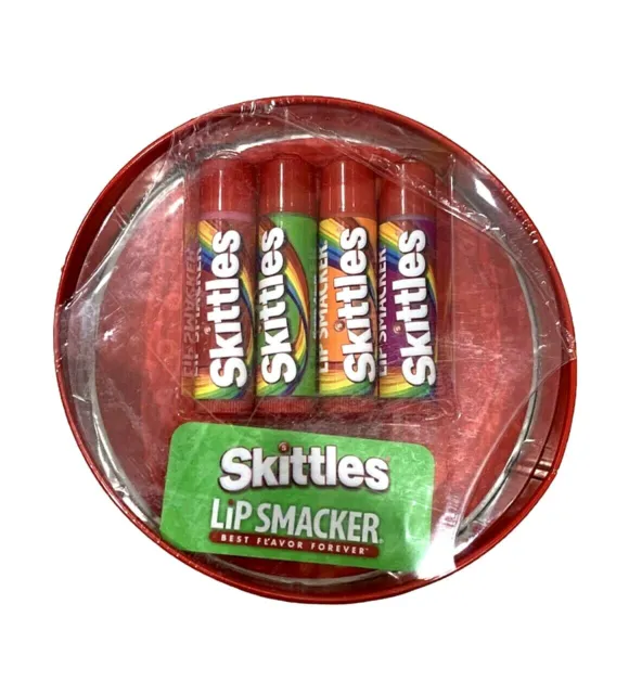 4 Pack Lip Smacker Skittles Lip Balm Taste The Rainbow Lip Collection Gift Tin