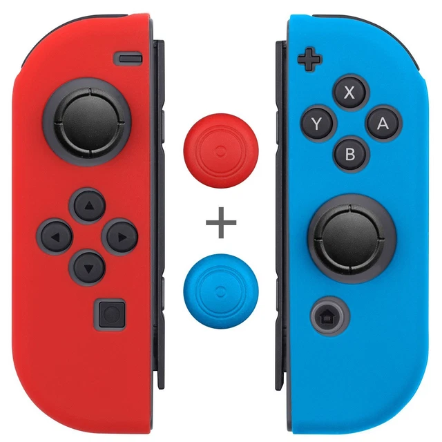 Kit 2 Protections Silicone + 2 Caps Pour Joy-Con Nintendo Switch - Accessoire Neuf