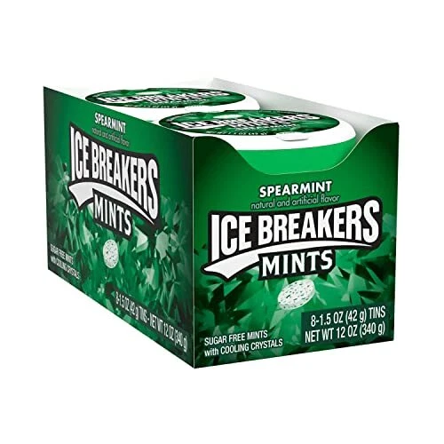 ICE BREAKERS SPEARMINT With Cooling Crystals Bulk Sugar Free Mints Tins
