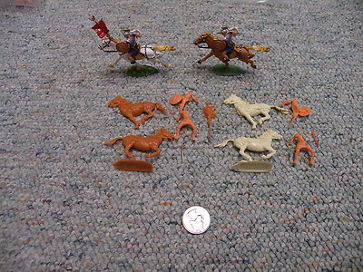 Elastolin 40mm Unpainted Mounted Huns Mongols Cavalry x4    Lot B 