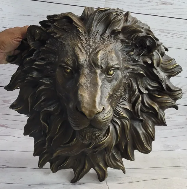 Wall Charmers Mounted 100% Real Bronze Lion Head, Standard, Classic, Metal Sale