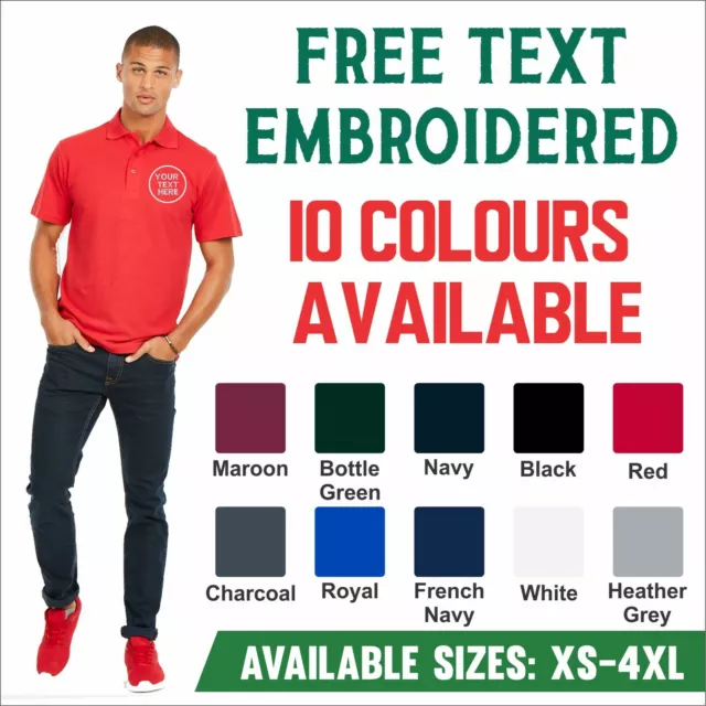 Embroidered Polo Shirt Uneek UC124 Personalised Text Custom Work Wear Poloshirt