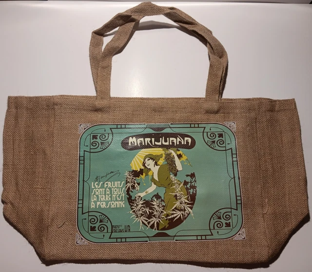 CANNABIS 12&X15& BURLAP Tote Bag Marijuana Pot Leaf Weed 420 14.99
