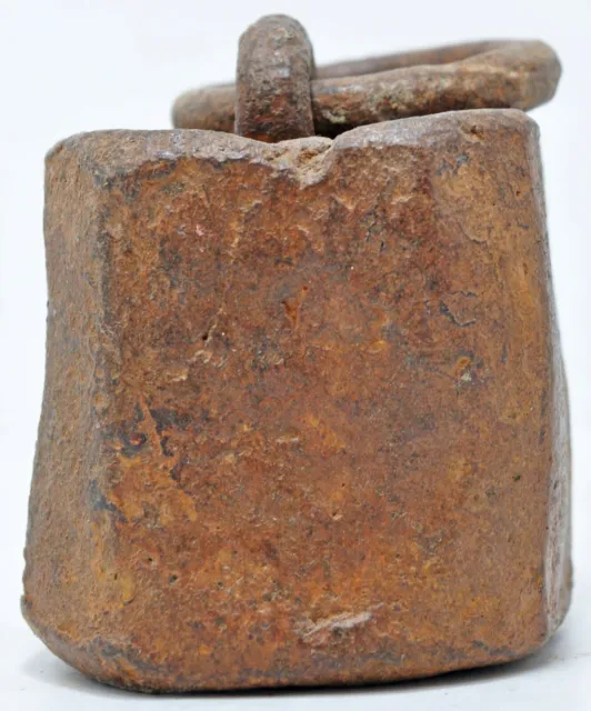 Antikes Eisen Merkantilen Messen Gewicht Mit Griff Original Alt Handgefertigt 2