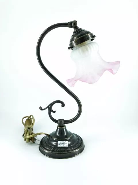 Lampe de bureau vintage en marbre et laiton satiné Flamingo