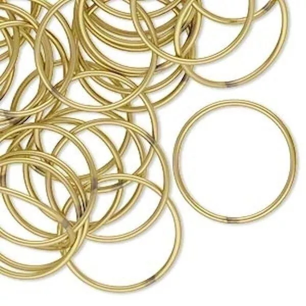 Jump Ring, 100 Gold Brass 18mm Round 20 Gauge Soldered Closed with 16.4mm ID 3