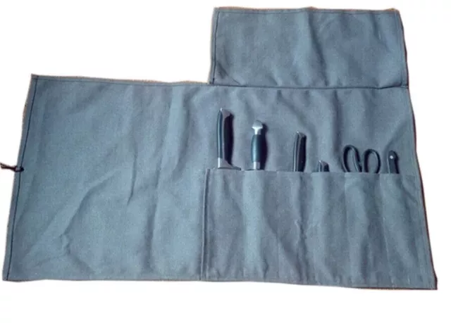 6 Pocket Japanese Chef Knife Roll Bag Canvas Leather Knife Storage Case Wallet