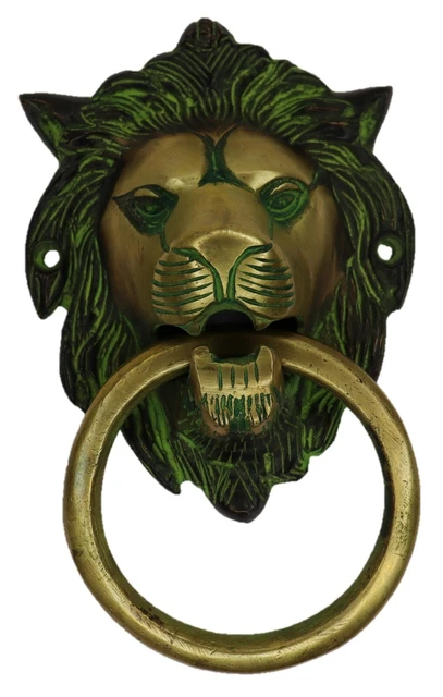 Golden Face Lion Door Knocker Antique Vintage Style Handmade Brass Door Bell