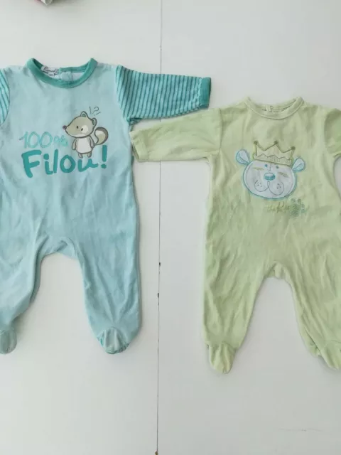 Ensemble 6 Mois filou! Lot De Vêtements Garçon pyjama grenouillère  velours 6M