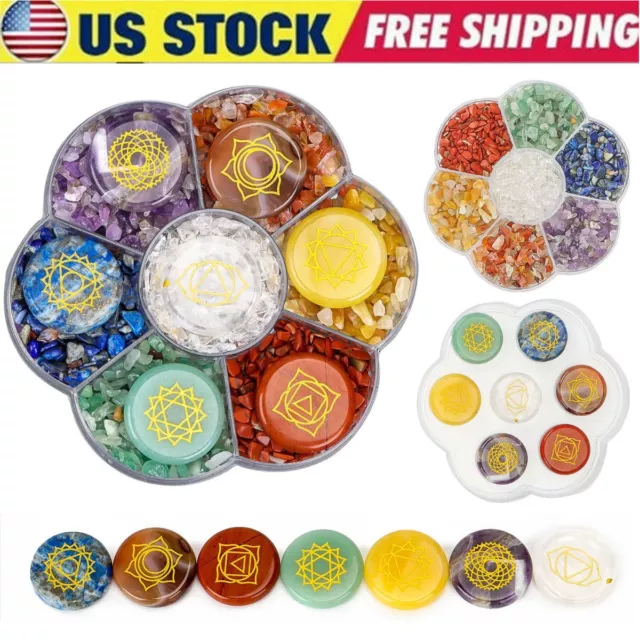 7PCS Chakra Stones Crystal Reiki Healing Energy Palm Natural Gemstone Quartz