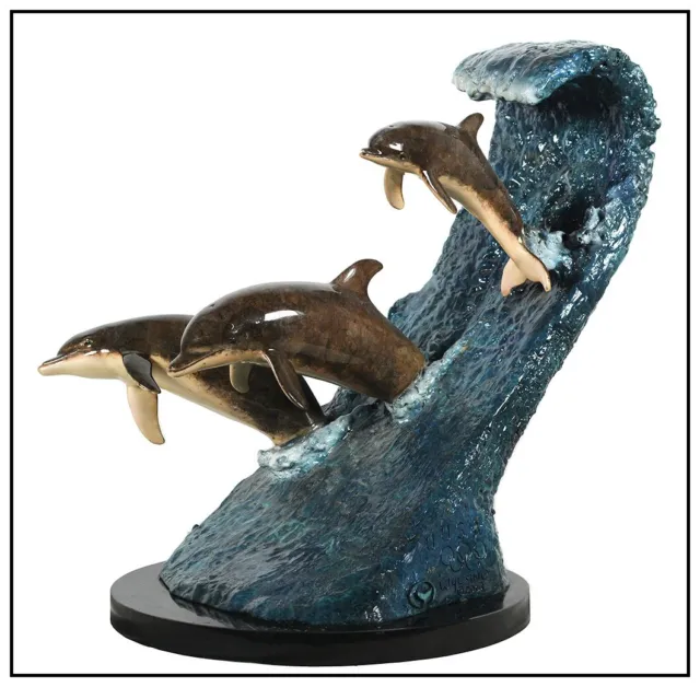 Robert Wyland Original Higher Faster Stronger Bronze Sculpture Signed Dolphin
