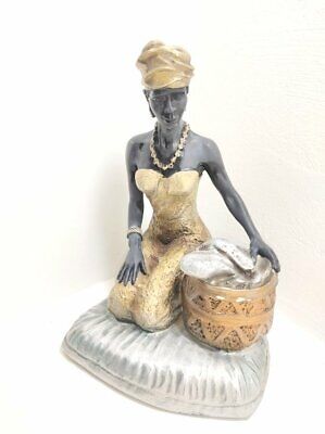 Large African Woman Statue Traditional Tribal Woman Figurine Sculpture Resin 11"