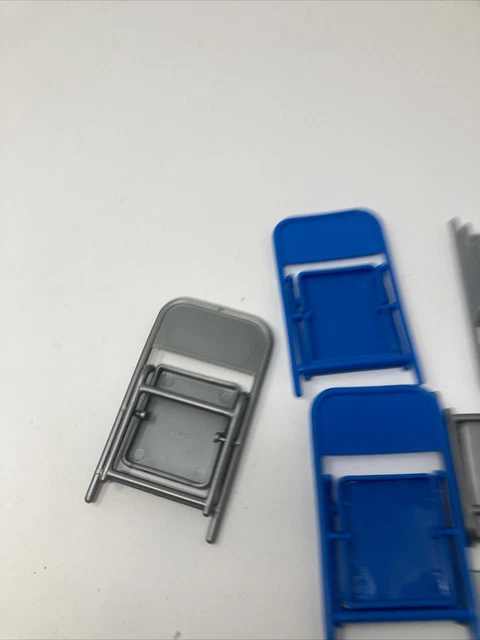 5 WWE Blue & SILVER FOLDING CHAIRS Wrestling Figure Toy Accessories A16