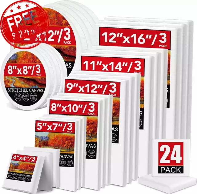 Canvas Boards for Painting Multi Pack Primed 5X7 8X10, 9X12, 11X14 Set  of 28