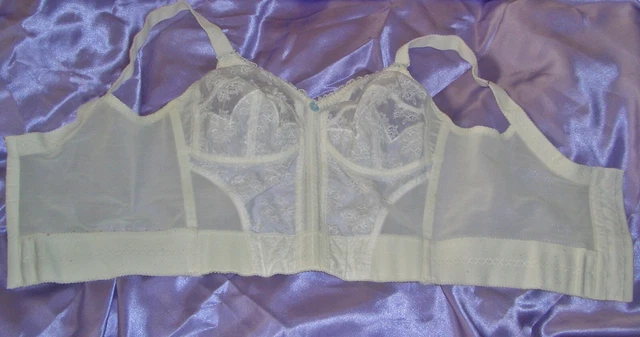 RAR VINTAGE toller Playtex Spitzen Mieder Long BH 85 C weiß Pin Up Bra (su30) 2