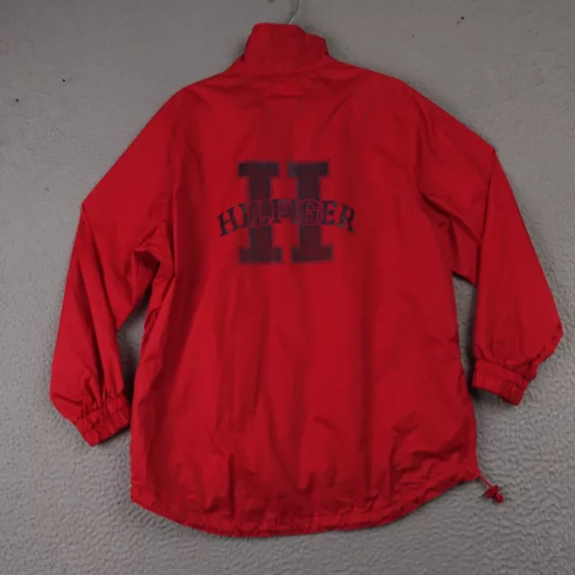 VINTAGE TOMMY HILFIGER Jacket Mens M Red Red Logo Windbreaker Pullover ...