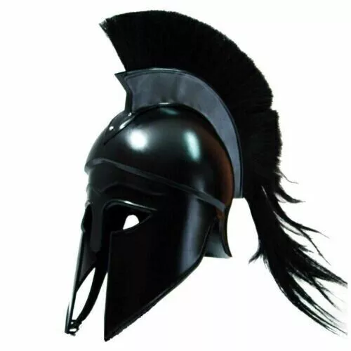 Medieval Ancient Costume Armor Roman Greek Corinthian Helmet with Black Plume..