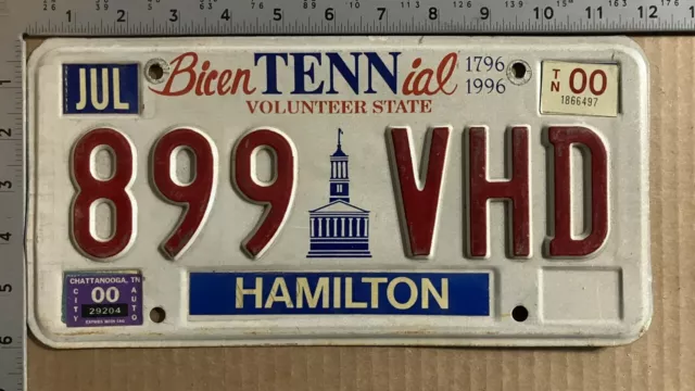 2000 Tennessee license plate 899 VHD YOM DMV Hamilton Ford Chevy Dodge 12135