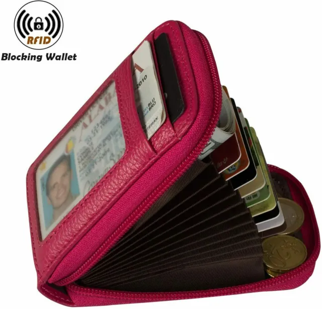 Small Leather Wallet For Women Credit Card Holder RFID-Blocking Zipper Pocket US