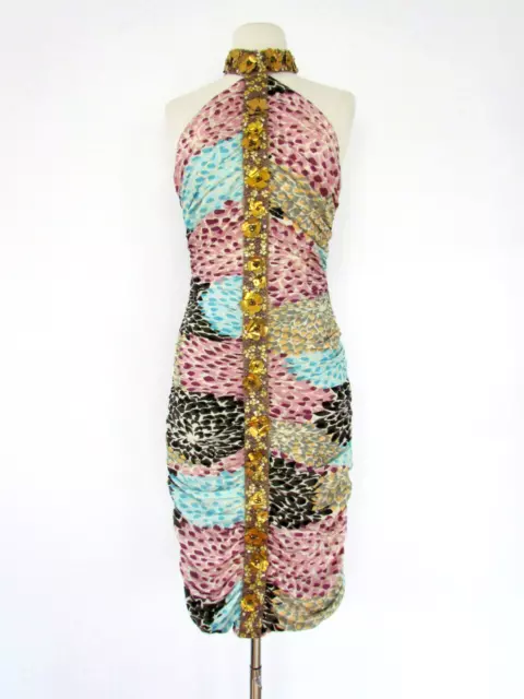 New Missoni Dress Flower Embellished Silk Sz 40 US 4 Vintage RARE