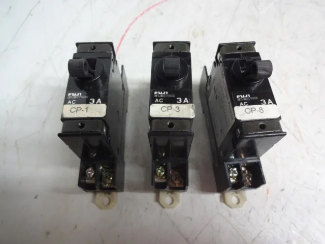 Lot Of 3 Fuji Electric Cp31e/3 Circuit Breaker 3amp