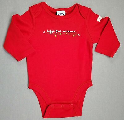 New! Old Navy 0-3 Month Baby Girl/Boy Red My First Christmas Bodysuit