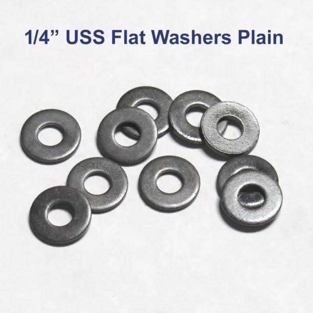 1/4" USS Flat Washers Plain Steel IN OIL QTY 100, 250, 1000, 2500PCS, 50 LBS