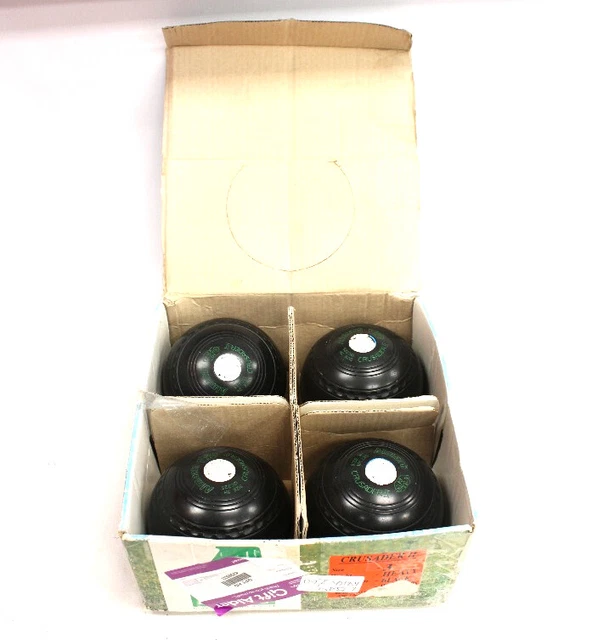 ALMARK CRUSADER II Size 3H 13C225 Set Of 4 Black LAWN BOWLS BOXED -W46 ALMARK CRUSADER II Size 3H 13C225 Set Of 4 Black LAWN BOWLS BOXED -W46