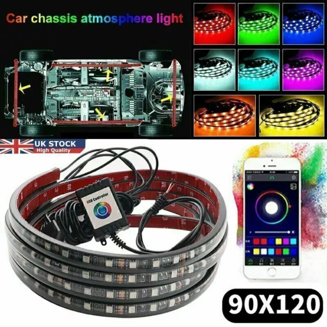 Phone App Control Under Car Tube Strip RGB LED Underglow body Neon Light Kit