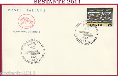 ITALIA FDC CAVALLINO MOSTRA MODELLIMO FERROVIA E AMBIENTE ARCA 1989 TORINO U458 