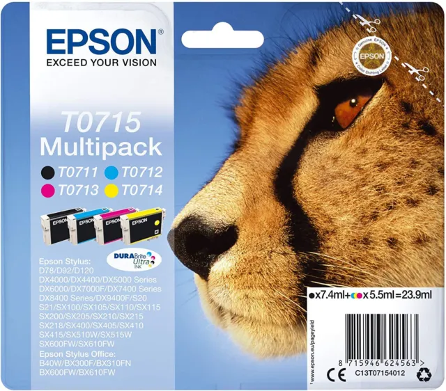 Epson T0715 cartuccia d'inchiostro originale - multicolore CMYK (C13T07154022)