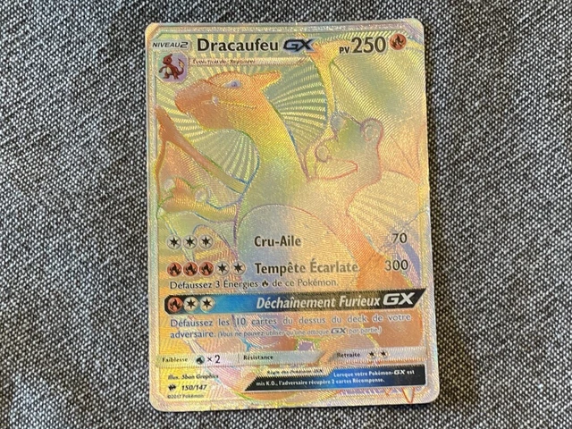 CARTE POKÉMON Dracaufeu GX FA Rainbow 150/147 S&L Ombres Ardentes FR