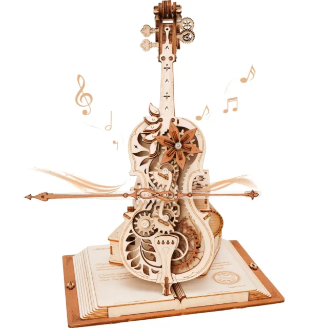 ROKR Magic Cello Mechanical Music Box Wood DIY Jigsaw Puzzle