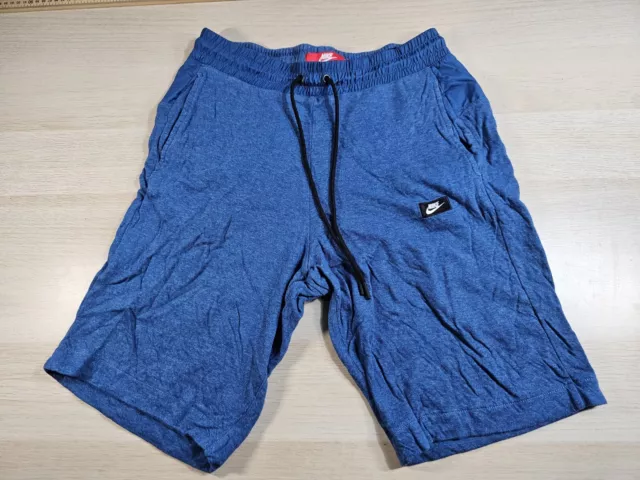 Nike Blue Sports Jogging Shorts Pockets Drawstring Red Label Size M Medium