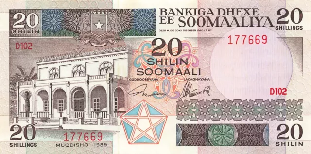 Soomaaliya  Somalia  20 Shilin 1989  Unc