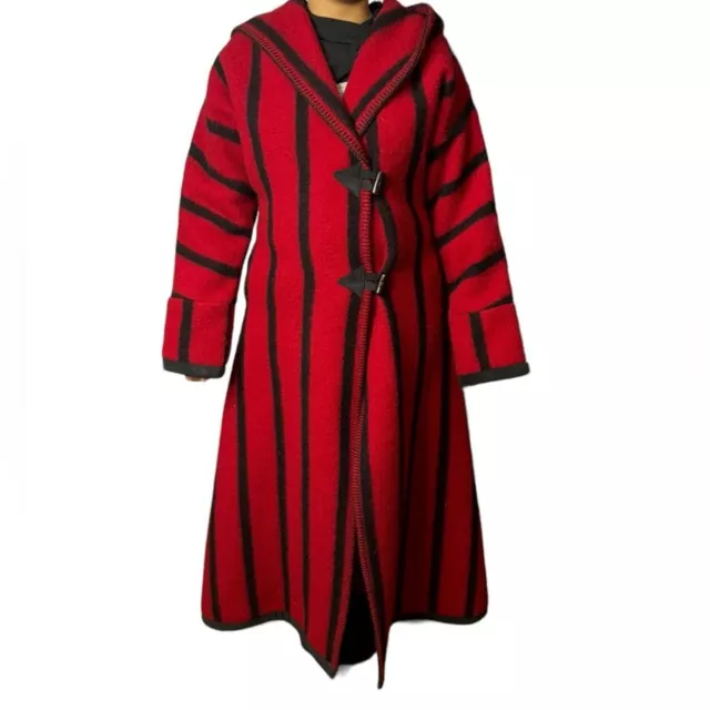 Aventura Taos New Mexico  Southwest Wool Jacket Coat Art XS red black