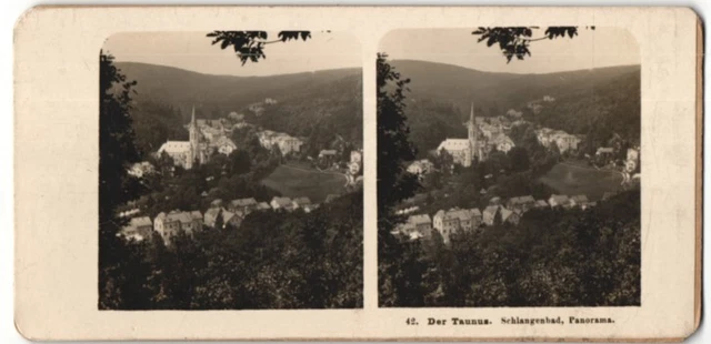 Stereo-Fotografie Fotograf unbekannt, Ansicht Schlangenbad / Taunus, Panorama
