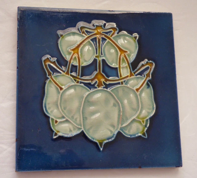 Iridescence BLUE rare Jugendstil Art Nouveau Tile Kachel Carreau Hemixem Tegel