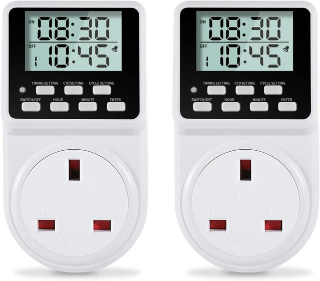 ORIDGET 24 HOUR Digital Electric Timer Plug Socket UK With On Off Oridget 24 hour digital electric timer plug socket uk with on off