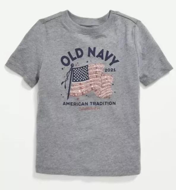 Old Navy Toddler Girl Boy Size 2T ~ American Flag Short Sleeve Tee T-Shirt ..NWT