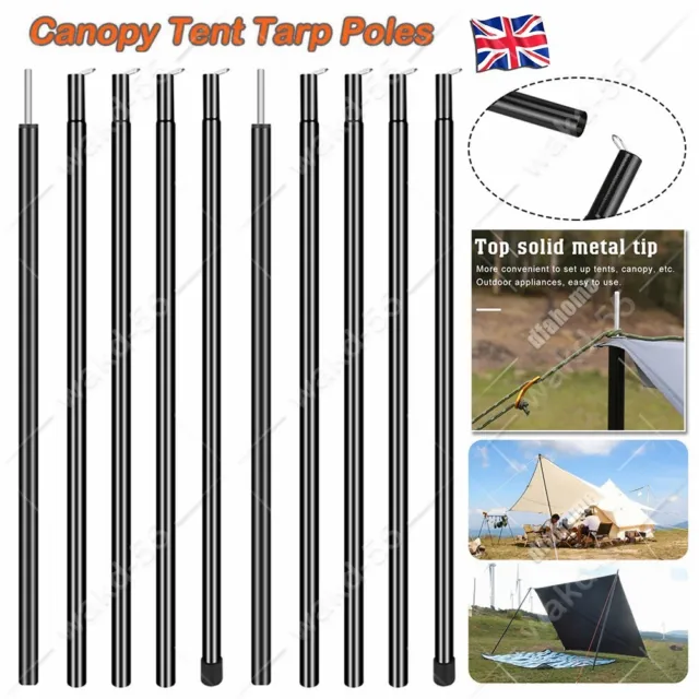 2x200cm Tent Poles Universal Telescopic Adjustable Steel Awning Canopy Tarp Pole