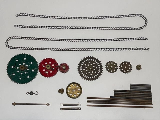Lot Anciennes Pièces Meccano - 220 Roues, Engrenages, Pignons
