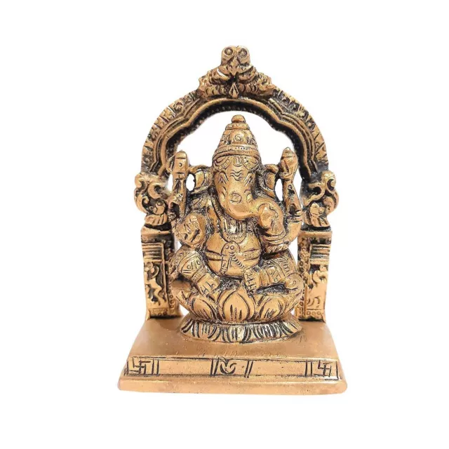 Handmade Brass Ganesh Arch Rare Showpiece Statue For Home Temple Decor